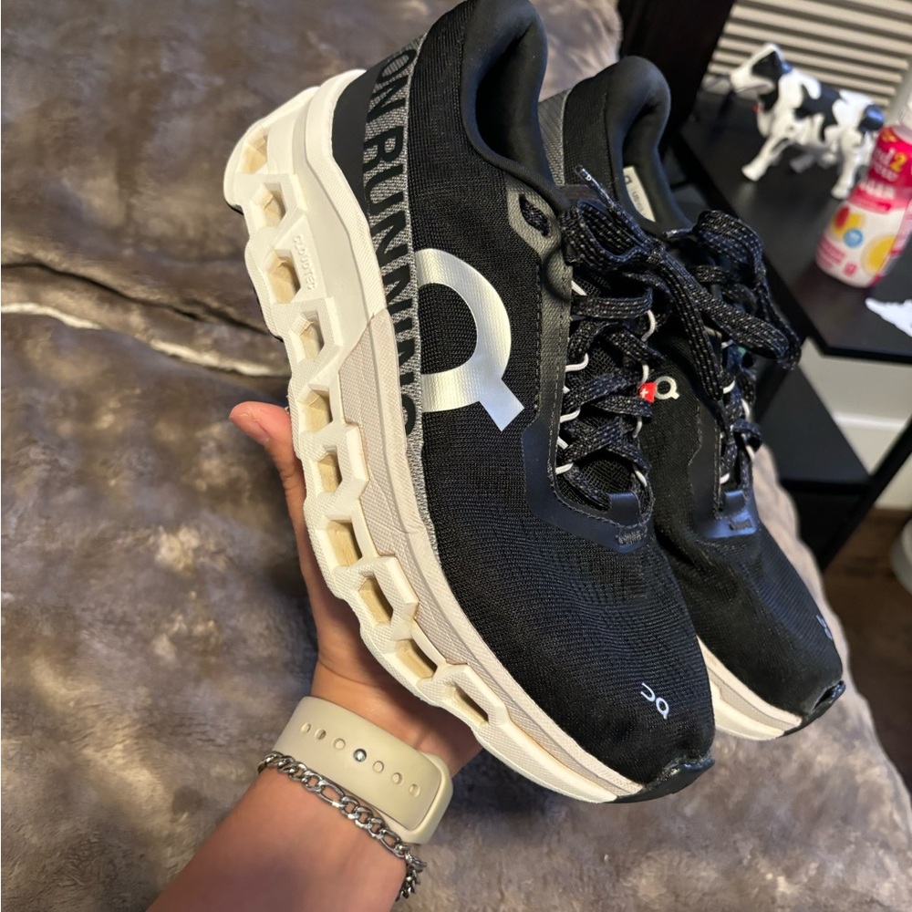 On Running Black and White Athletic Shoes